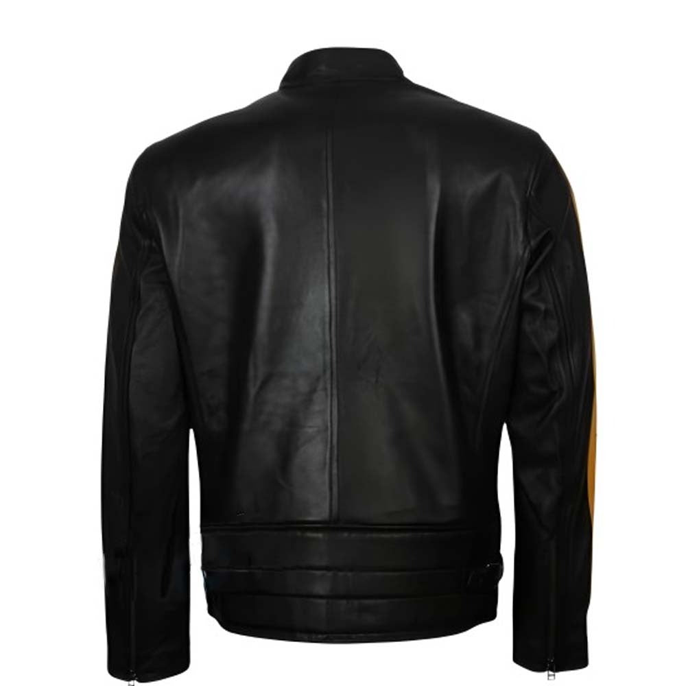 Shop MEN'S YELLOW & BLACK CAFE RACER LEATHER JACKET