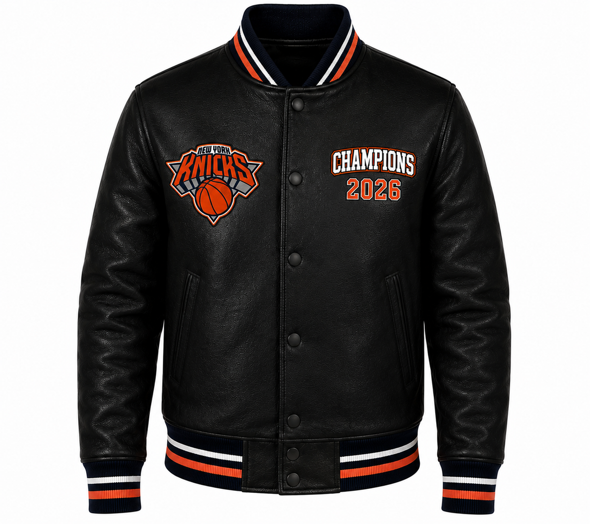 Shop 2026 Championship New York Knick Black Leather Jacket