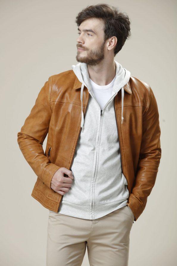 Shop Impressive Camel Stylish Leather Jacket For Men