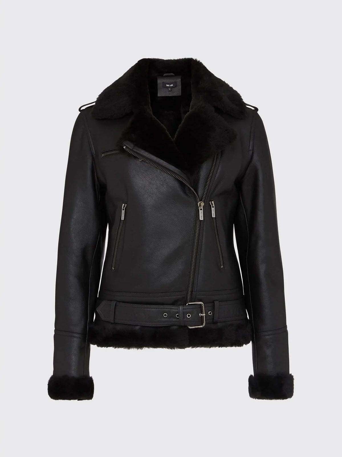 Shop WOMEN BLACK FAUX SHEARLING JACKET