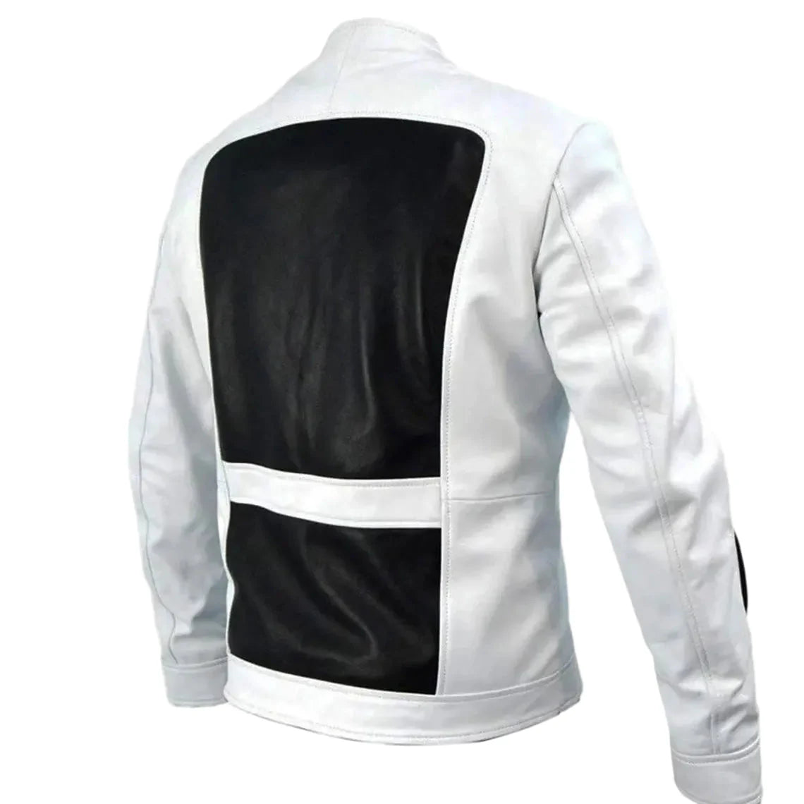 Black & White Leather Biker Jacket