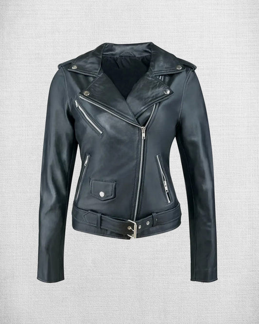 Shop Stylish Black Leather Biker Jacket For Women