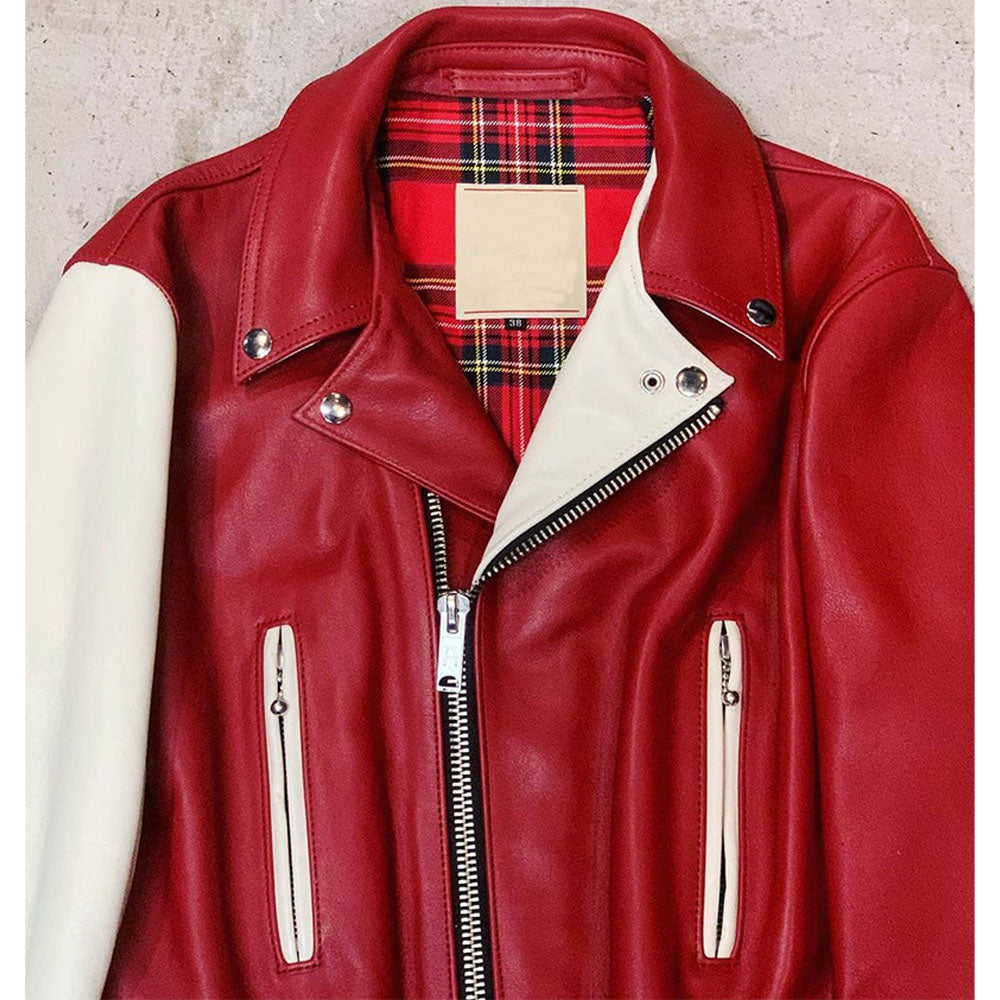 Shop Elegant Red Leather Jacket For Women