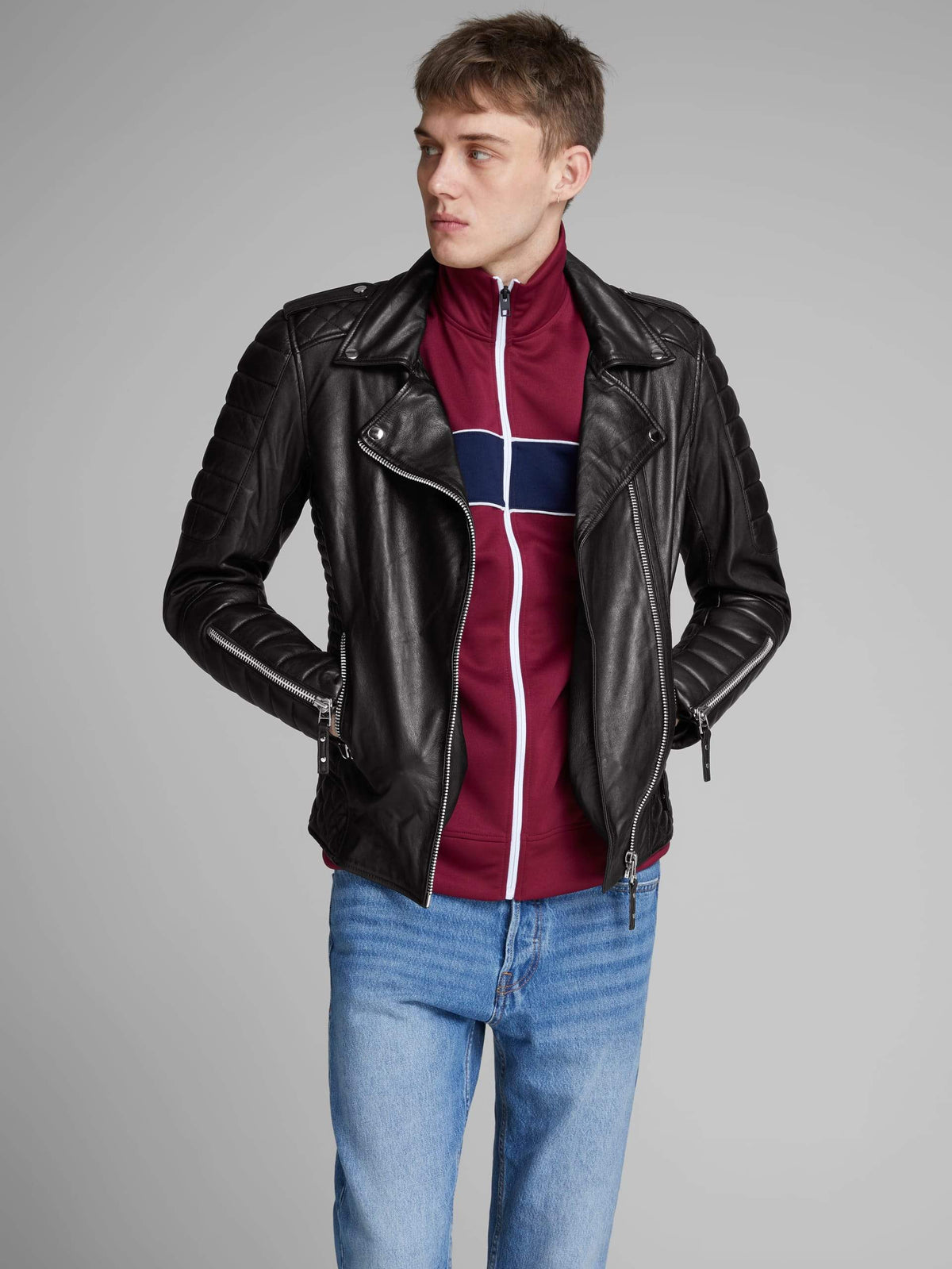 Shop Biker Boom Sheep Napa Stylish Leather Jacket