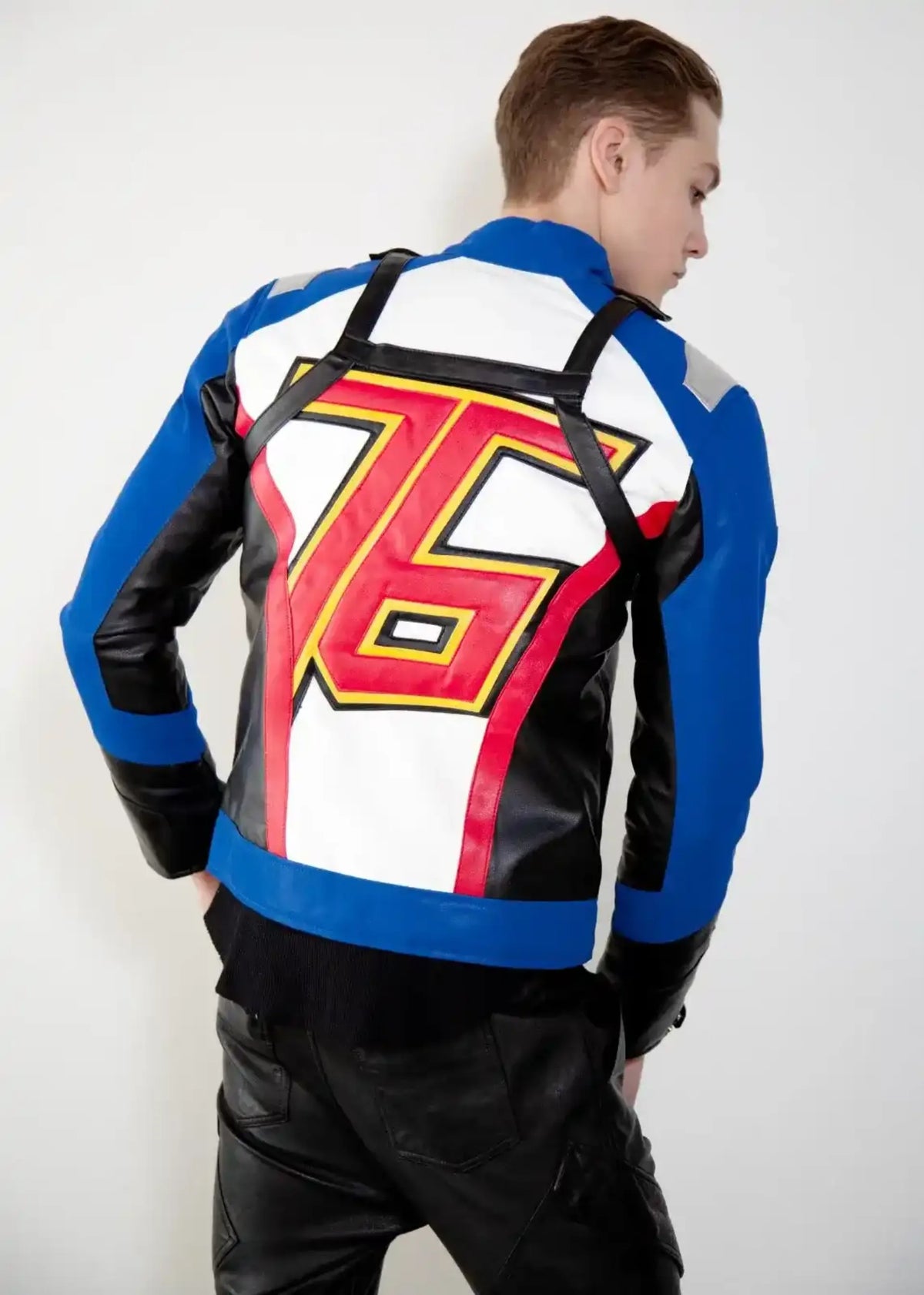 Mens Soldier 76 Blue Leather Jacket