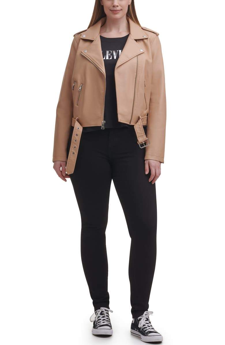 Shop Women Belted Moto Biker Jacket Water Repellent