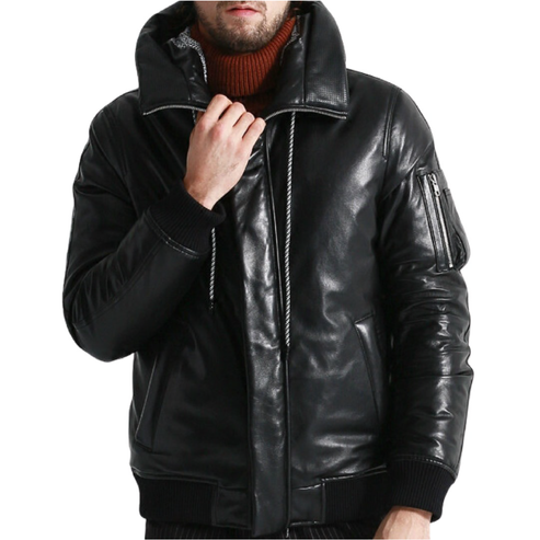 Shop Genuine Sheepskin Leather Jacket For Men Goose Down Winter Coat Warm & Thick Outwear by tjs