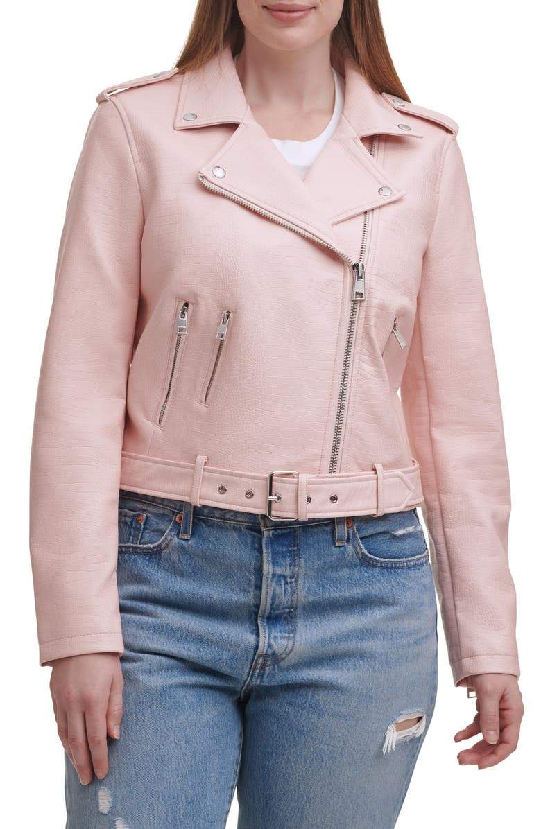 Shop Women Belted Moto Biker Jacket Water Repellent
