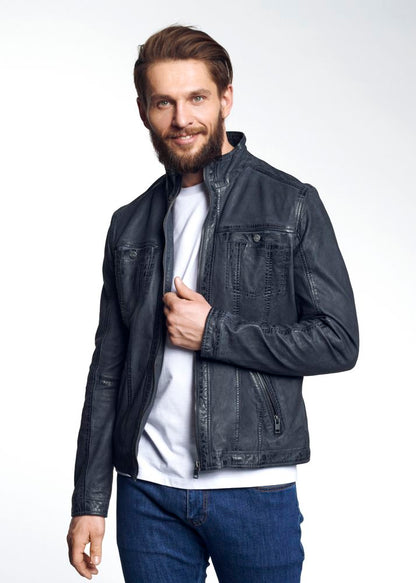 Used Look Leather Snuff type Short Style Jacket for Men's