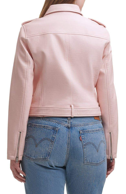 Shop Water Repellent Leather Fashion Belted Moto Jacket