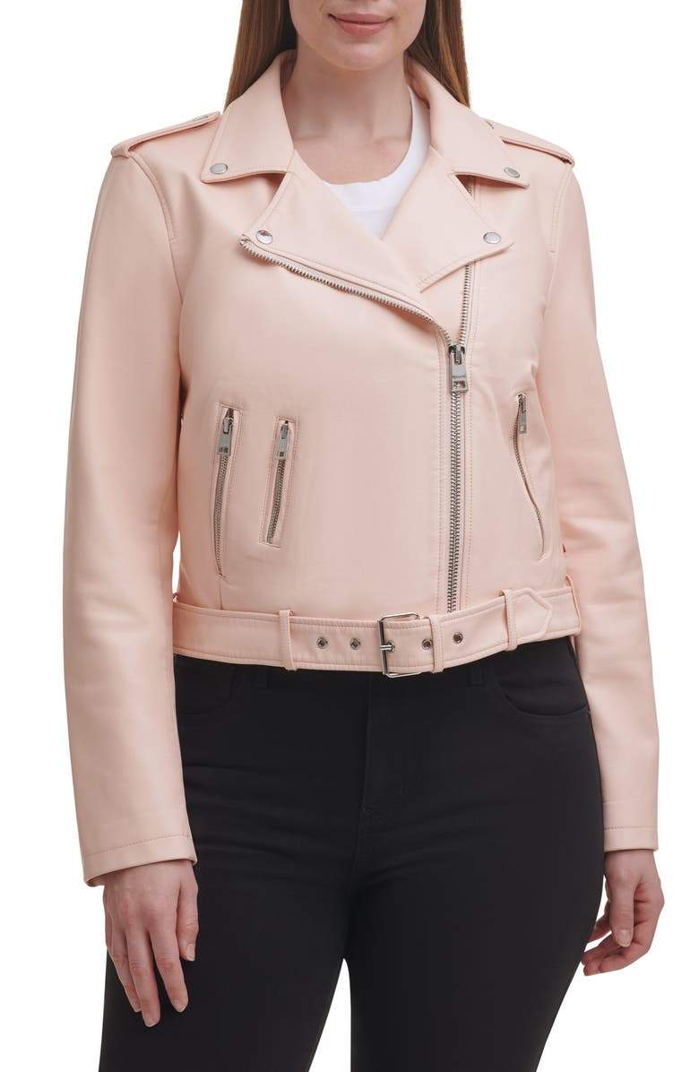 Shop Women Belted Moto Biker Jacket Water Repellent