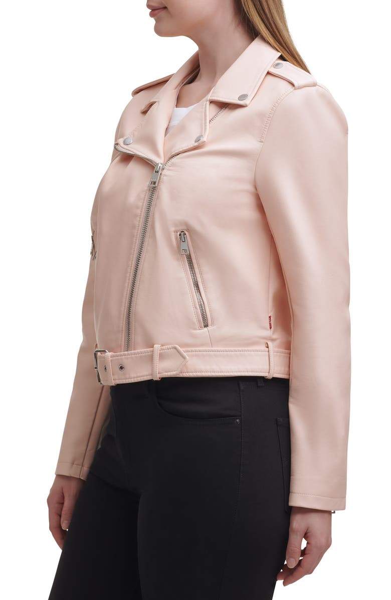 Shop Water Repellent Leather Fashion Belted Moto Jacket