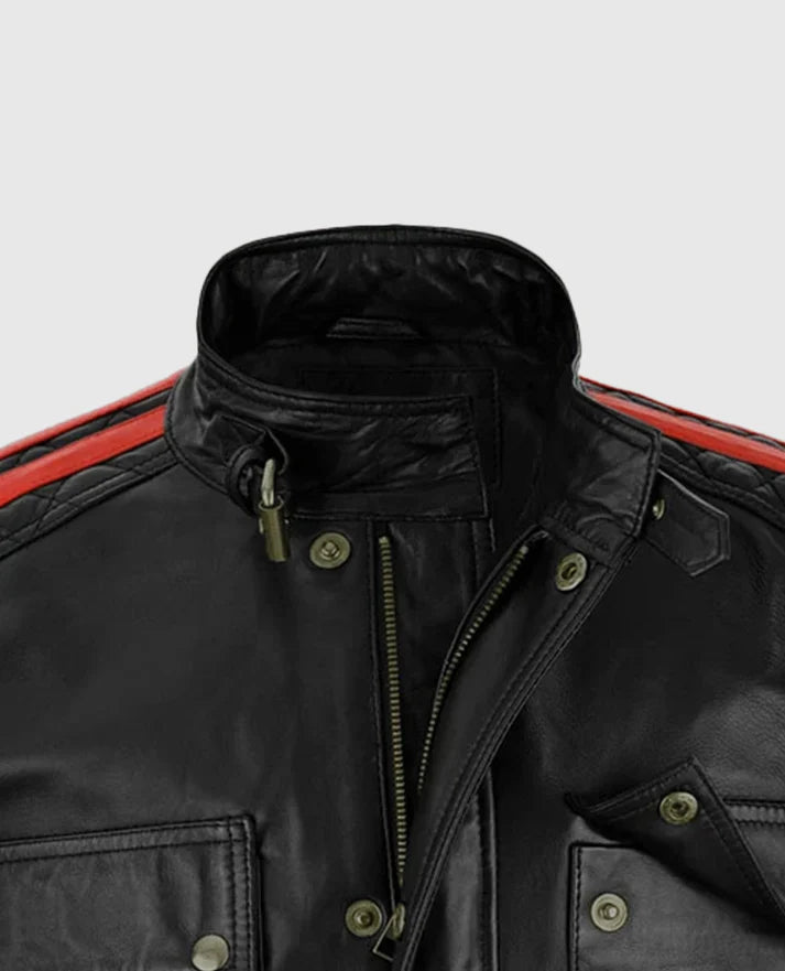 Shop Fast & Furious 8 Vin Diesel Red Stripes Leather Jacket