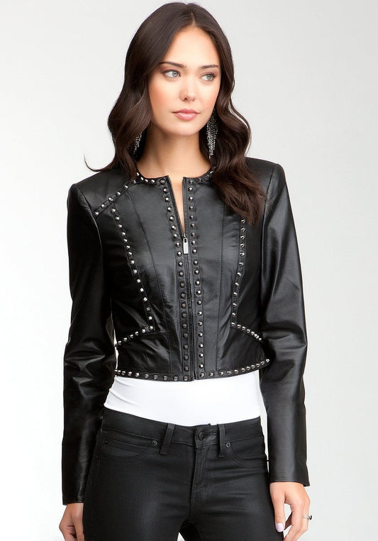 Shop Studded Genuine Leather Jacket For Women