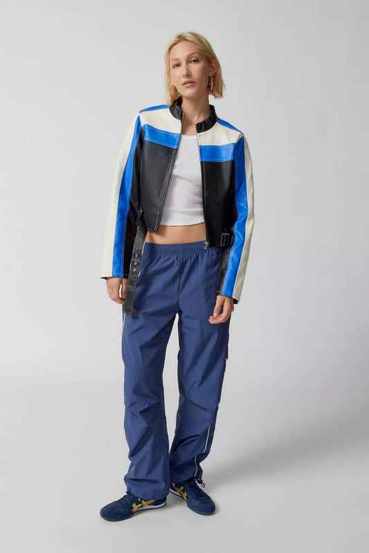 Shop Women Jordan Real Leather Fit Racer Moto Jacket