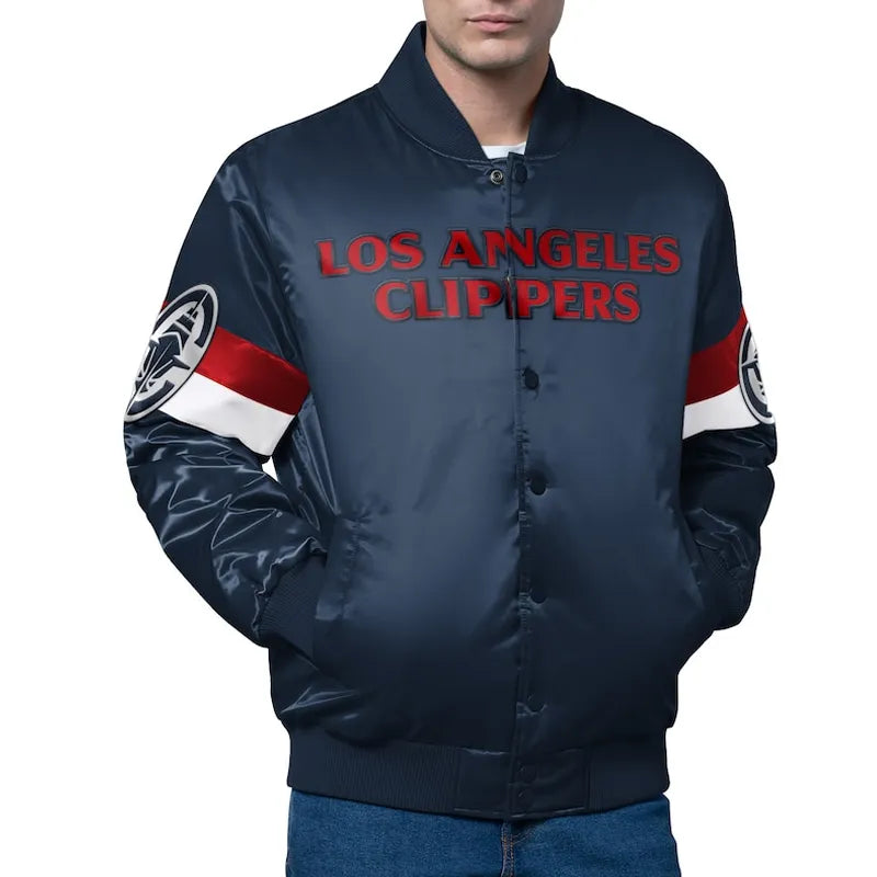LA Clippers Triple Option Varsity Satin Jacket