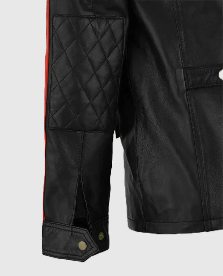 Shop Fast & Furious 8 Vin Diesel Red Stripes Leather Jacket
