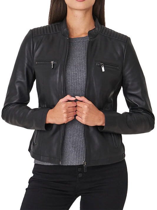 Shop BLACK LEATHER BIKER JACKET WOMENS