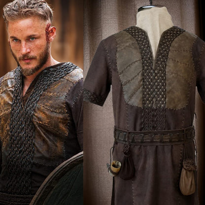 Handmade Ragnar Lothbrok Leather Vest: Vikings Cosplay Costume