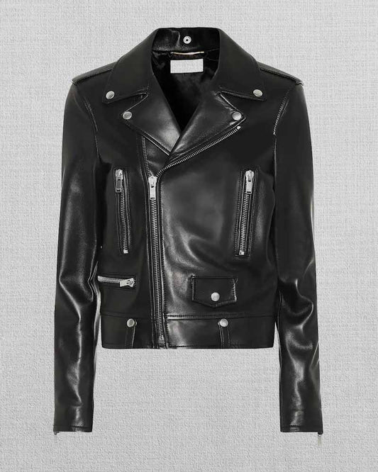 Shop Premium Women Black Biker Leather Jacket
