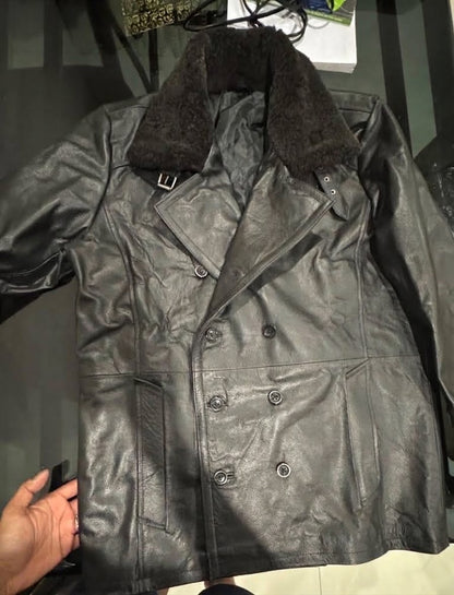 Leon S Kennedy Evil Leather Jacket Resident 9 Requiem - Handmade shearling Fur Collar
