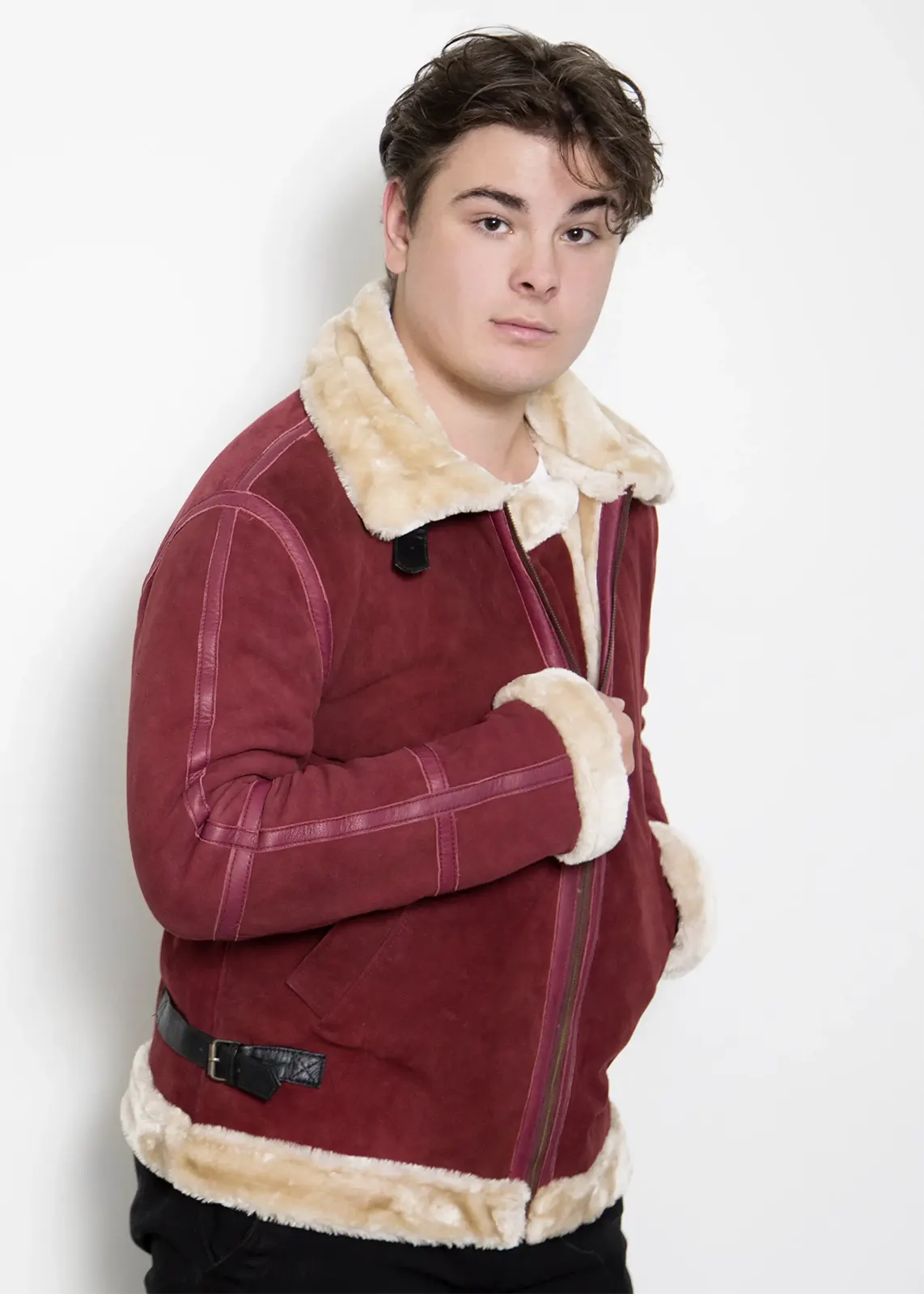 Mens Red Suede Spirited Ryan Reynolds Jacket