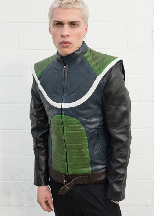 Shop Mens DBZ Broly Bardock Green Leather Jacket