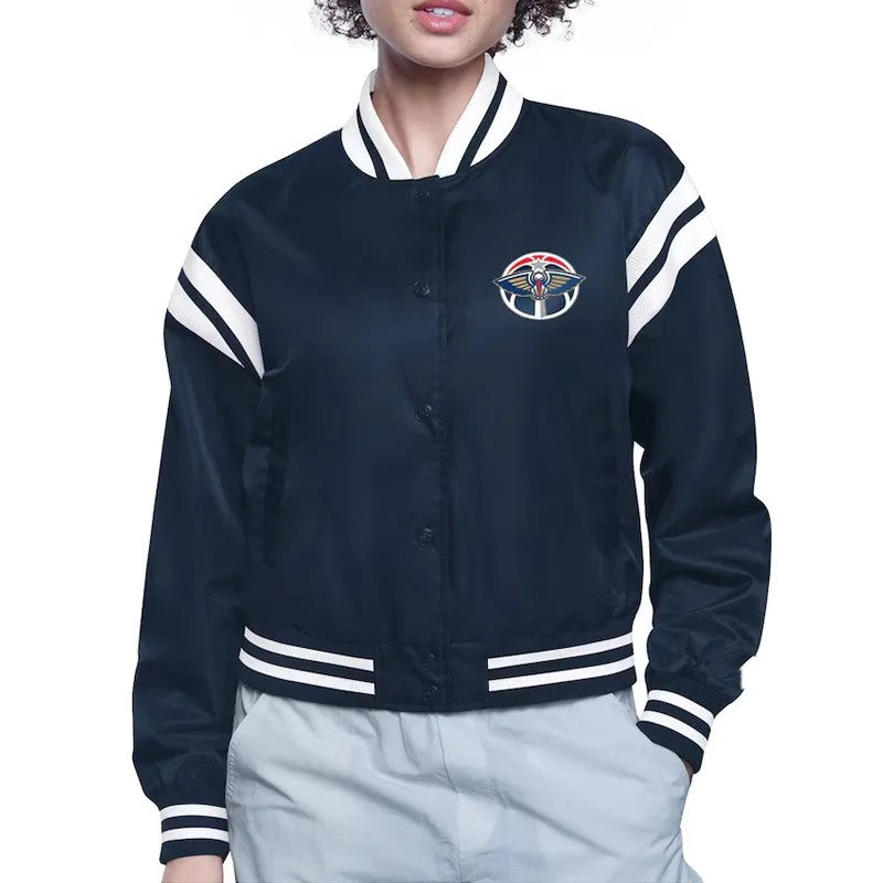 New Orleans Pelicans Printed Logo Varsity Satin Jacket