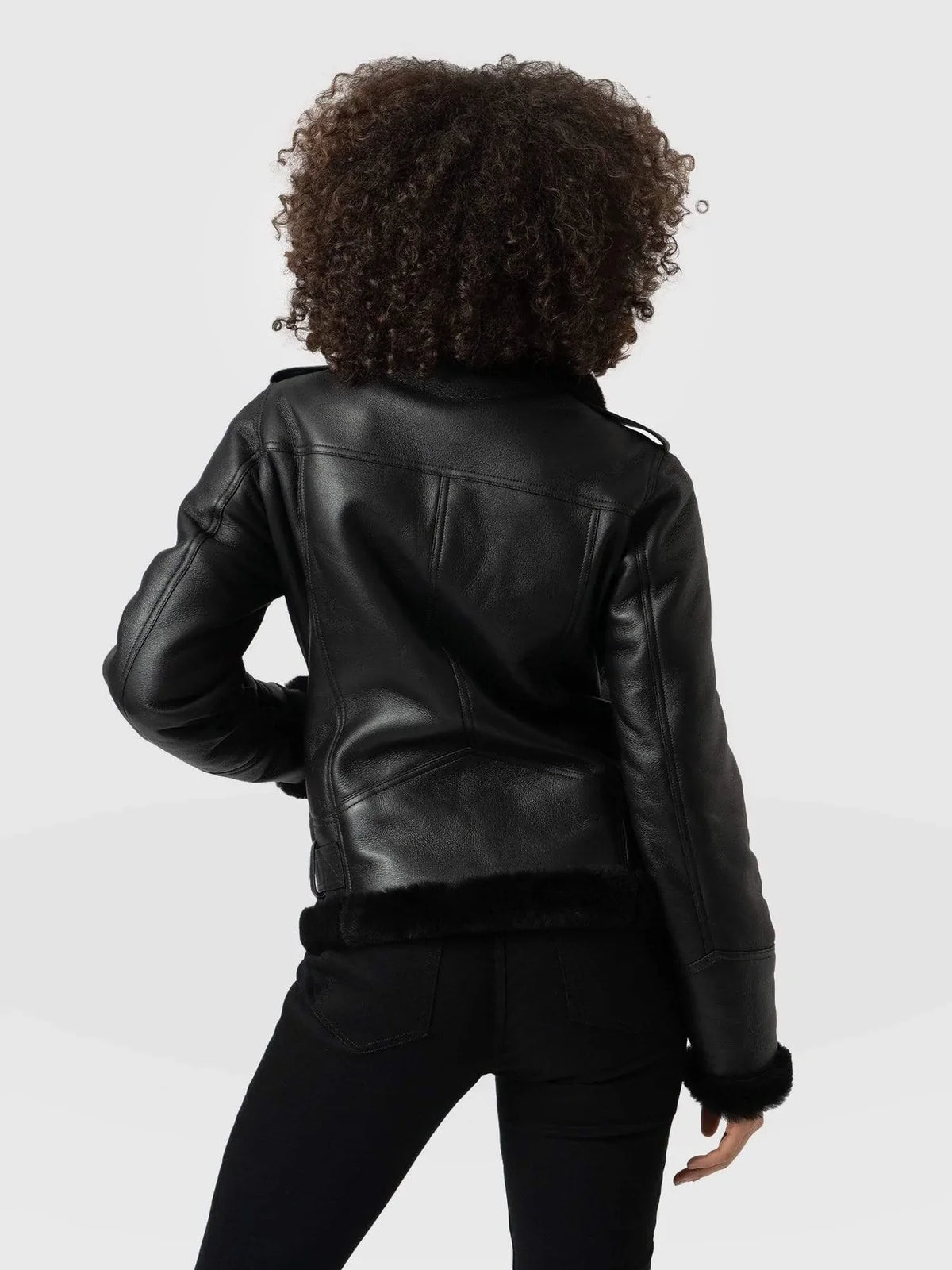 Shop WOMEN BLACK FAUX SHEARLING JACKET