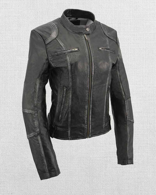 Shop Elegant Women Sheepskin Moto Jacket