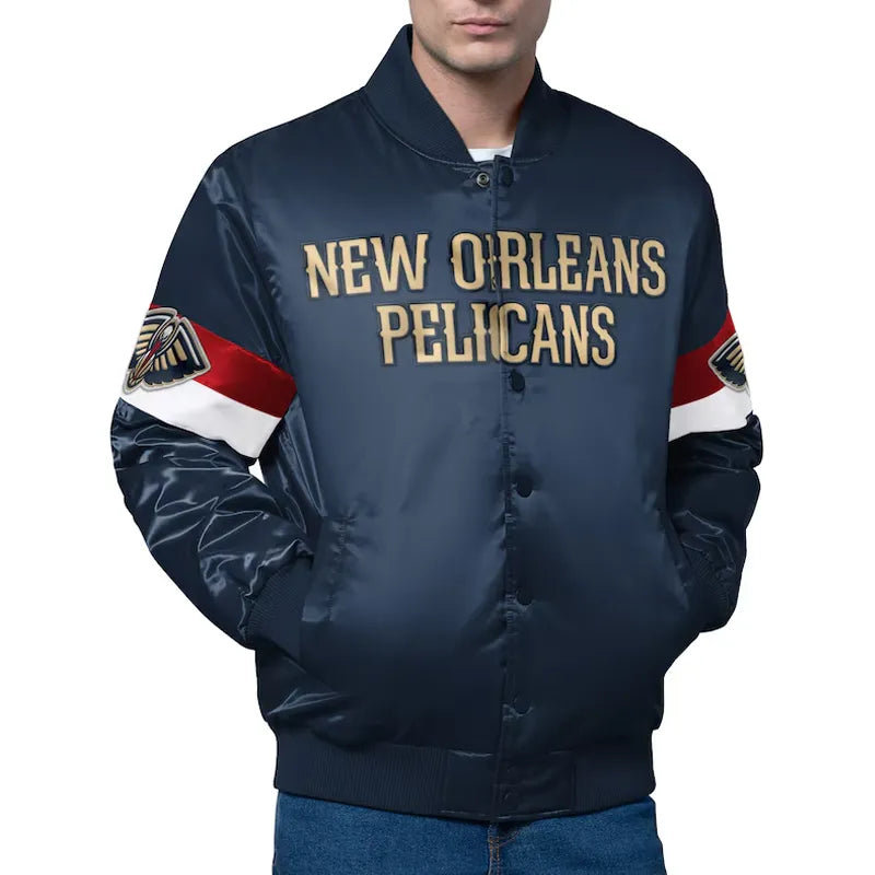 New Orleans Pelicans Triple Option Varsity Satin Jacket