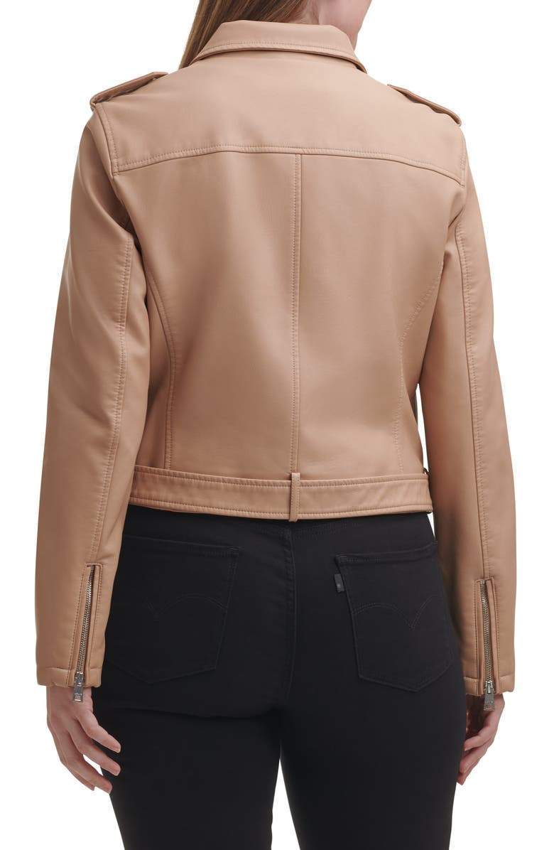 Shop Water Repellent Leather Fashion Belted Moto Jacket