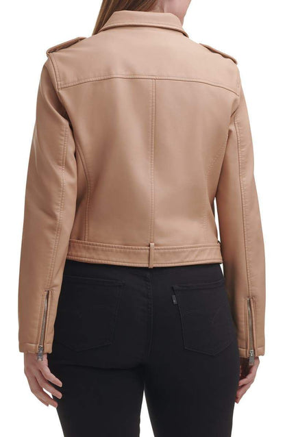Shop Water Repellent Leather Fashion Belted Moto Jacket