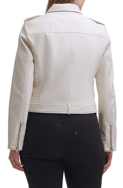 Shop Water Repellent Leather Fashion Belted Moto Jacket