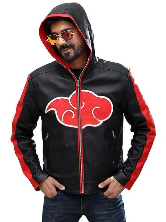 Shop Naruto Akatsuki Hooded Leather Jacket