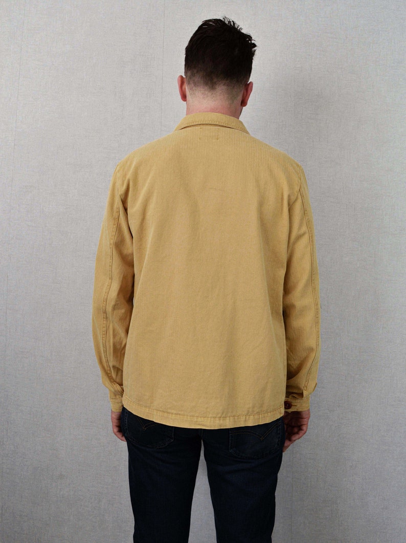 Shop Washed Camel 60s Style French Herringbone Cotton Jacket