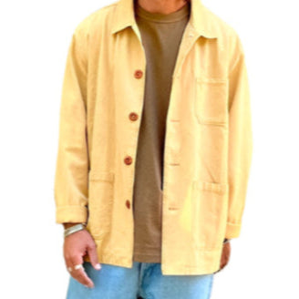 Washed camel French herringbone cotton jacket in USA