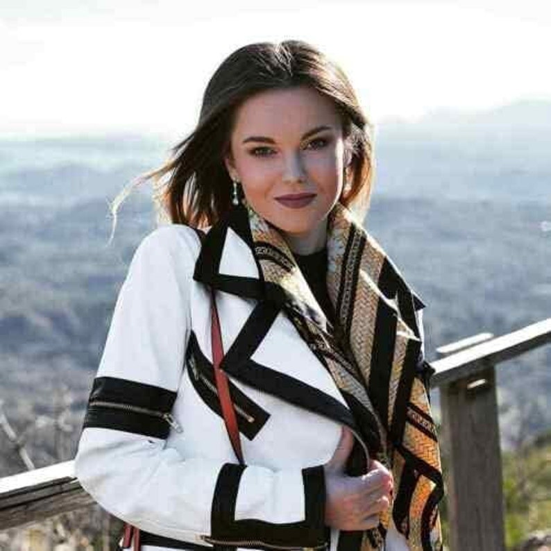 Shop Women's Real Leather White Fashion Biker Jacket