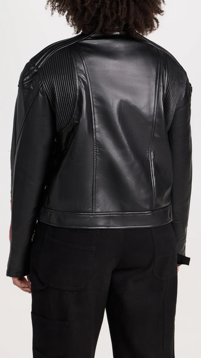Shop Top Model Faux Leather Biker Jacket by TJS