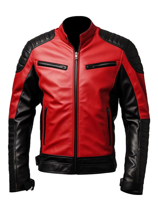 Shop Men’s Red And Black Biker Leather Jacket
