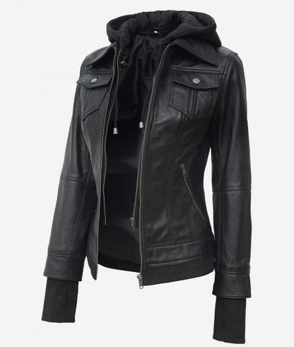 Shop Trending Black Bomber Jacket With Removable Hood